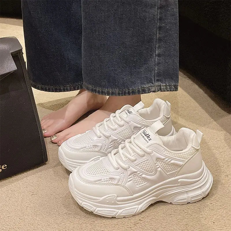 This Year's Trendy Dad Shoes for Women2025New Spring Summer Mesh Women's Shoes Hot-Selling Thick-Soled Casual White Sneakers