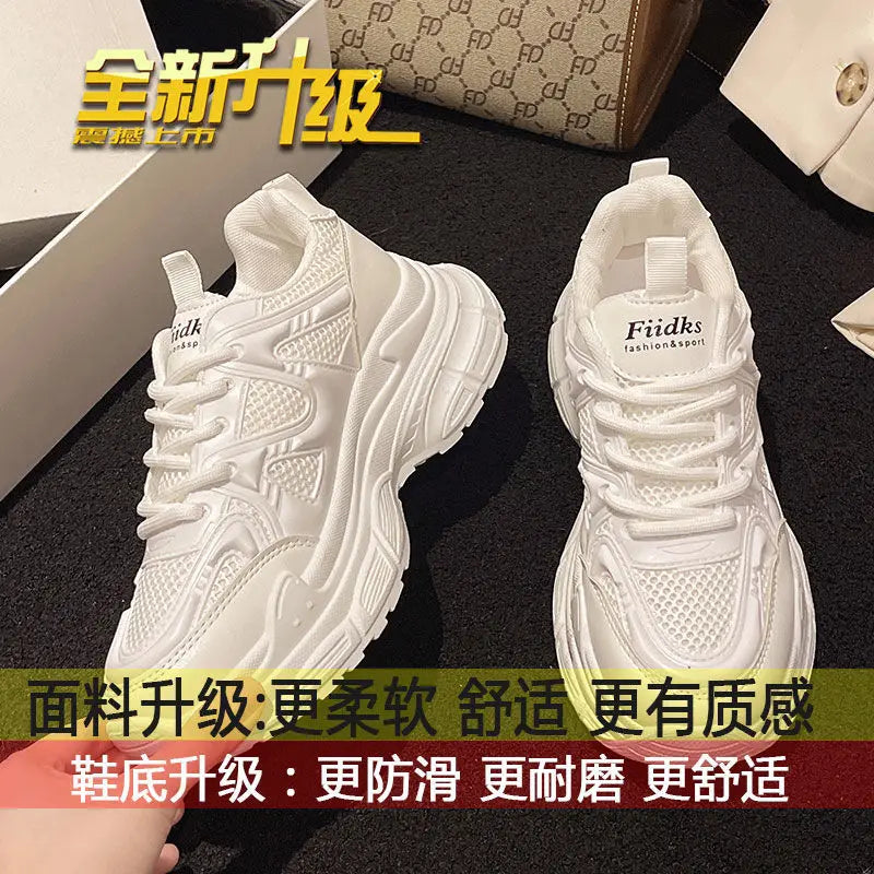 This Year's Trendy Dad Shoes for Women2025New Spring Summer Mesh Women's Shoes Hot-Selling Thick-Soled Casual White Sneakers