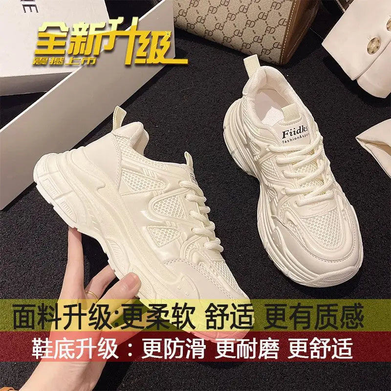 This Year's Trendy Dad Shoes for Women2025New Spring Summer Mesh Women's Shoes Hot-Selling Thick-Soled Casual White Sneakers