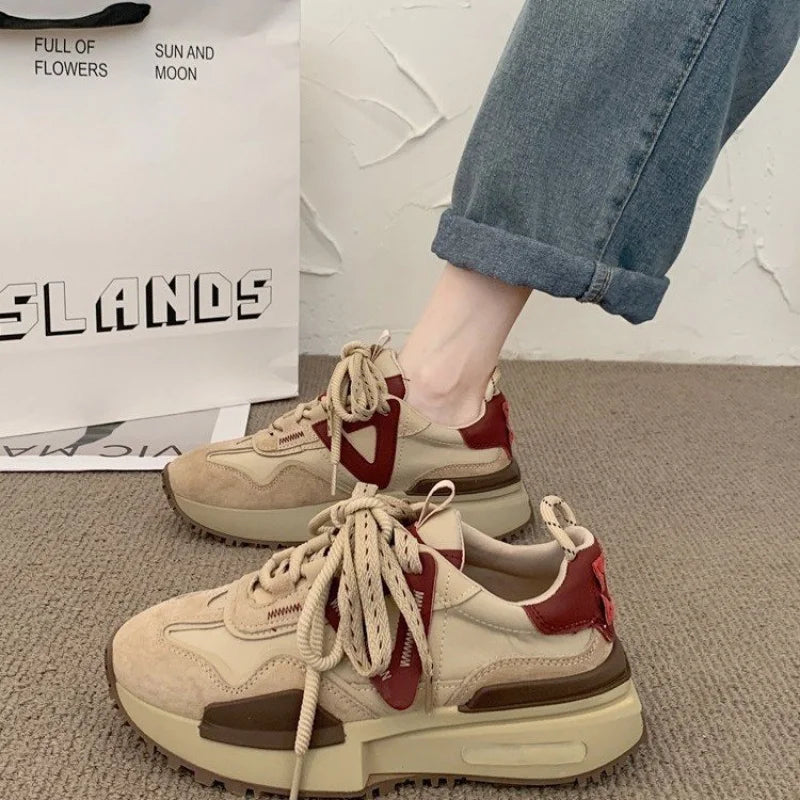 Women's Dad Sneakers Spring2025Versatile Women's Lightweight Sneakers Thick Sole Casual Height Increasing Shoes Outdoor Couple S