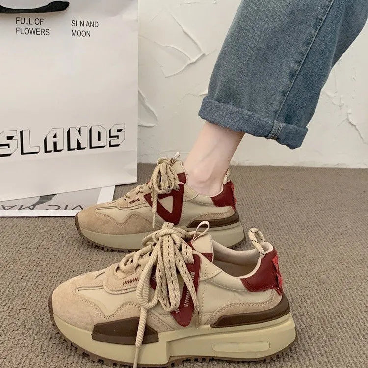 Women's Dad Sneakers Spring2025Versatile Women's Lightweight Sneakers Thick Sole Casual Height Increasing Shoes Outdoor Couple S