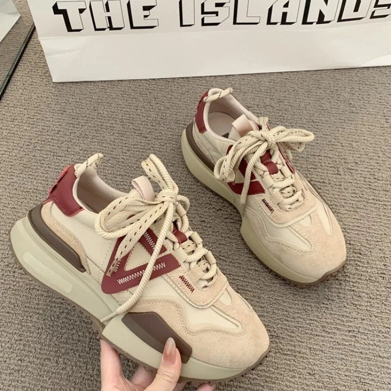 Women's Dad Sneakers Spring2025Versatile Women's Lightweight Sneakers Thick Sole Casual Height Increasing Shoes Outdoor Couple S