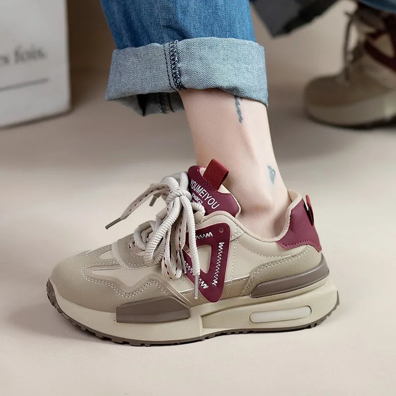 Women's Dad Sneakers Spring2025Versatile Women's Lightweight Sneakers Thick Sole Casual Height Increasing Shoes Outdoor Couple S